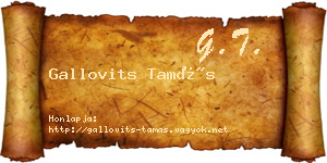 Gallovits Tamás névjegykártya